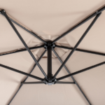 10FT Round Offset Patio Umbrella, Banana Hanging Cantilever Umbrella with 60° Adjustable Angle, Crank System, Cross Base & Pole Sleeve, UPF 50+ Waterproof Polyester Canopy, 6 Iron Ribs for Garden Deck Backyard, Khaki - Image 10