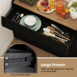 31.5" Kitchen Buffet Sideboard Cabinet with Push-to-Open Doors, Wood Storage Cabinet for Dining Room - Black - Image 9