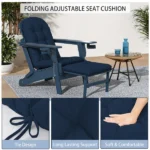 Outdoor Adirondack Chair Cushions – 44x19x4 inch Waterproof Rocking Chair Cushion with 17x19 Ottoman Cushion, Fade & Stain Resistant, Non-Slip Ties for Patio, Garden, Backyard - Image 3