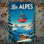 CIFbuy Vintage Les Alpes Ski Lift Mountain Scene Aluminum Wall Art, Wall Art, Rustic 2D Flat Waterproof Hanging Plaque Sign, Hanging Plaque Sign, Indoor Outdoor Home Lift MikTok, Lift MikTok, of Hanging Plaque Sign Self- Wckup Logiopme - Image 7