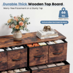 10-Drawer Fabric Dresser, Large Storage Tower for Bedroom, Closet, Living Room, Rustic Brown - Image 6