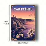 CIFbuy 1pc Vintage French Landscape Metal Sign, Cap Frehel Lighthouse Sunset 2D Flat Wall Art, Retro Decor For Home Bar Garage Club Caf TikTok, TikTok, Flat Wall Art Self-pickup Logiopics - Image 2