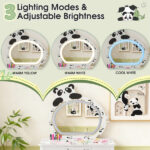Black and white panda MDF painted finish, solid wood legs, 1-drawer children's dressing table set, LED three-color backlit touch switch - Image 7