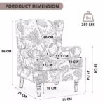 Modern Accent Chair with Retro Wood Legs, Comfy Upholstered Armchair, Floral Design Single Sofa Chair for Living Room Bedroom Office - Floral Cyan - Image 12