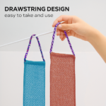 African exfoliating shower net with drawstring, deep cleansing for back and full body bathing, reusable skin-softening bath sponge net - Image 6