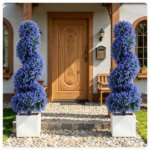 2 Pack Realistic Lifelike Faux Spiral Plant, All-Weather PE Artificial Flower Shrub for Indoor Outdoor Home Garden Decoration - Purple - Image 8