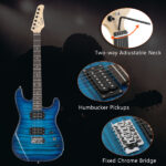 [Do Not Sell on Amazon] GST Stylish H-H Pickup Tiger Stripe Electric Guitar Kit with 20W AMP Bag Guitar Strap Blue - Image 38