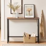 Same Code 75403889 39.4" Narrow Console Sofa Table with Power Outlets and USB Ports, Skinny Couch Table with Metal Frame and Charge Station with 4.9ft Extension Cord, Rustic Brown - Image 9