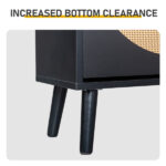 Rattan-front shoe cabinet with 1 drawer and 2 flip-down compartments, particleboard, 54*24*110cm, black - Image 8