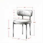 All-in-One Gray 4-Piece Modern Round Upholstered Kitchen Chairs, Curved Backrest, Soft Thick Cushion Dining Set Only chairs - Image 2