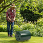 16in Heavy Duty Steel Lawn Roller, Garden Roller Can Be Filled with Water or Sand, Hand Roller with U-shaped Handle, Green & Black - Image 7
