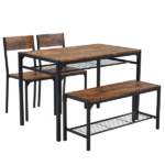 Dining Table Set for 4, Kitchen Table with 2 Chairs and a Bench, 4 Piece Kitchen Table Set for Small Space, Home Kitchen Bar Pub Apartment, Rustic Brown - Image 2
