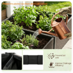 2-Section PE Rattan Raised Garden Bed, 29" Ergonomic Elevated Planter Box with Detachable Fabric Liner, 352LBS Total Capacity for Patio Backyard Vegetables Herbs - Image 5