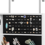 The Whole Surface PVC Film Wall Hanging Door With Lock Jewelry Cabinet Fitting Mirror Cabinet - Image 9