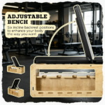 Home Gym Wooden Workout Bench: Adjustable Incline Weight Bench with Dumbbell Rack and Built-in Resistance Bands - Image 7