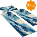 Three-piece kitchen rug set, non-slip and washable, abstract pattern kitchen hallway rug, soft and comfortable, suitable for sinks, floors, entrances, hallways and bathrooms. - Image 2