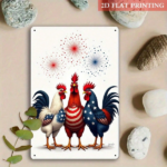 CIFbuy Patriotic Rooster Iron Metal Wall Art, Red White Blue Fireworks Sign, 2D Flat Decor For Home Garden ikTok, ikTok, gn Self-rickup Logiopeneworks Sign - Image 4