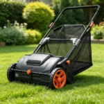 21" Push Lawn Sweeper with 2 Brushes, Heavy Duty Steel & Plastic Wheels, 3.5 cu. ft. Leaf Collector - Image 5