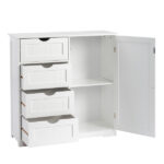 White MDF with paint finish + melamine veneer on particleboard, vertical stripes, 80*30*80cm, 4 drawers, 1 door, bathroom vanity - Image 2