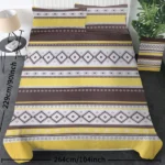 3 Pieces Geometric Printed Bedding Duvet Cover Set King for Adults Brown Yellow Bedroom Decor - Image 6