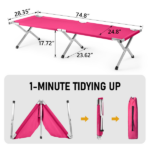 Portable Folding Camping Cot with Carrying Bag Army Pink - Image 6