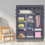 69" High-leg Non-woven Fabric Assembled Cloth Wardrobe Gray - Image 16