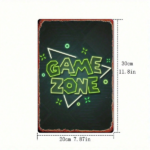 CIFbuy Game Zone Neon Sign Metal Sign 8x12 Inch, Vintage Retro 2D Flat Iron Wall Art, Waterproof Rustproof Square Metal Painting For Ho TikTok, TikTok, r Ho Self-pickup Logiopics - Image 2