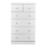 White matte finish particleboard with melamine veneer, 66*40*131cm, 5+2 drawer cabinet, matte gold handles - Image 8