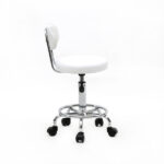 Round Shape Adjustable Salon Stool with Back and Line White - Image 14