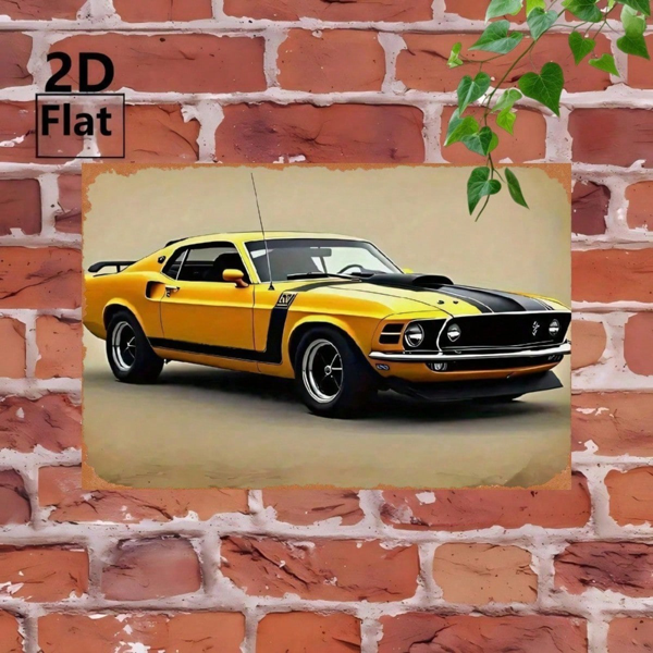 CIFbuy Vintage Metal Tin Sign Classic American Yellow Sports" Car Retro Iron Art Wall, For Bar Garage Cafe Man Cave Home YelloikTok, YelloikTok, t Self-pickup Logiopics