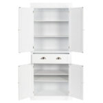 Single Drawer Double Door Storage Cabinet White - Image 6