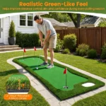 Real Roll Golf Putting Mat 10ft x 3.5ft, Non-Slip Indoor Outdoor Practice Green Turf with Hole Cups Flags for Home Office Backyard Training - Image 7