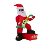 7.5FT Lighted Christmas Inflatable Decoration, Inflatable Black Santa Playing Electric Guitar, Funny Blow Up Yard Decorations with Built-in LED Lights for Holiday Party Front Yard Lawn Garden Decor - Image 4