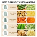 Rotary Cheese Grater & Vegetable Slicer, 5 Stainless Steel Blades, Powerful Suction Base, Quick Shredding for Cheese, Potato, Carrot, Cucumber & Easy Meal Prep - Image 6