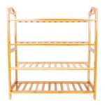 Concise 12-Batten 4 Tiers Bamboo Shoe Rack Wood Color - Image 2