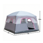 6 Person Outdoor Camping Tent, Waterproof Windproof Easy Setup, Double Layer Family Camping Tent with 1 Mesh Door & 5 Large Mesh Windows, Gray - Image 4