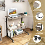Grey Oak P2 15MM Particle Board with Melamine Coating Adjustable Computer Desk with 3 USB + 2 AC Outlets - Image 16