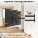 TV wall mount with 16.5-inch long arm, suitable for most 14-55 inch TVs. Features rotation, tilt, and long extension capabilities, providing full-motion flexibility. Supports a maximum VESA pattern of 400x400 mm - Image 2