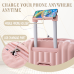 20"/24"/28" 3 pcs/set in ABS Spinner Wheel Luggage, Carry on Suitcase, with Cup Holder & USB Port & Phone Holder (Pink) - Image 10