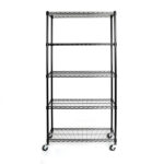5-Tier NSF-Certified Steel Wire Shelving with Wheels Black - Image 2