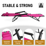 Portable Dual Purposes Extendable Folding Reclining Chair Pink - Image 4