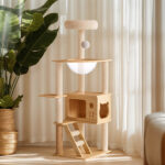 48.8" Modern Cat Tower, Wood Cat Tree Tower for Indoor Cats, Cat Treewith Sisal-Covered Scratching Posts and Top Perch, Cat Condo with Acrylic Hammock for Small Large Cats -Does not support self pick