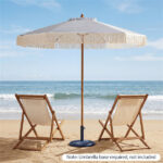 7ft Boho Patio Umbrella with Fringe Tassels, Outdoor Beach Umbrella with Aluminum Pole for Poolside Garden - Image 8
