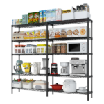 5-layer double row, freely adjustable layer spacing, with adjustable feet, display stand, iron, 177*40*180cm, powder-coated black - Image 4