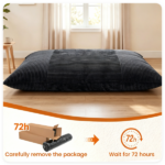 Dark Gray Convertible Corduroy Bean Bag Floor Sofa for Adults, 76.5x55 Inch Sponge Filling Foldable Floor Mattress Guest Bed, Removable Washable Cover Large Lazy Lounger - Image 9