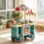 Kids Kitchen Food Stand – with Play Food, Cashier Register, for 3-6Y Kids Grocery Store Pretend Play & Social Skill Training - Image 6