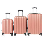 ABS Trolley Case 20in 24in 28in 3PCS Suitcase Set Vertical Striped Frosted Case Suitcase Rose Gold - Image 12