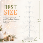6ft White PVC Metal Artificial Christmas Tree with Bow Topper, No Extra Ornaments, Daily Decor Tree - Image 12
