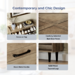 2-Drawer Top-Mounted Barn Door Shoe Cabinet Melamine Board Embossed MDF Shoe Cabinet 31.61*9.45*39.37in Washed Ash - Image 6