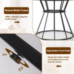 Black 47" Round Dining Table , Family-Sized for 4-6 People, Hourglass Metal Base & Curved Tabletop - Image 7